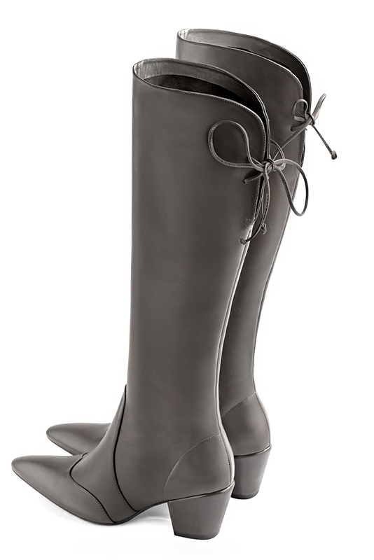 Bottes femme avec des lacets arri res sur mesures gris cendre